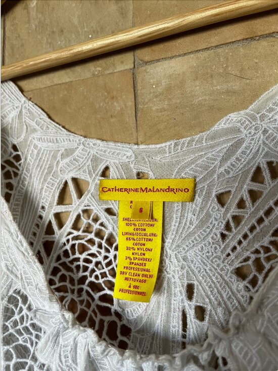 Catherine Malandrino Lace Embroidery Dress White Size 6 - Picture 6 of 8